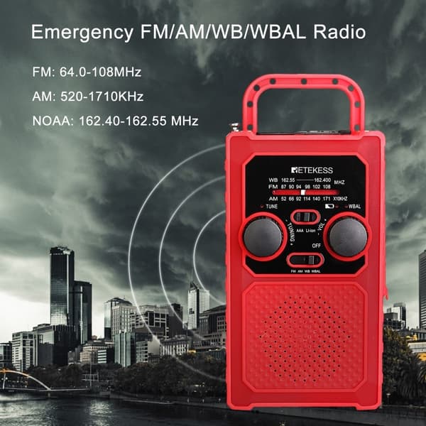 FM/AM/WB/WBAL Radio Håndsving 5000mAh solar lommelygte SOS