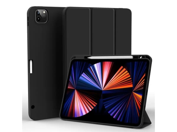 eSTUFF Miami - Lommebok for nettbrett - termoplast-polyuretan (TPU), polyuretanlær, polykarbonat - svart, blank - for Apple 13-inch iPad Air (M2)