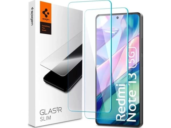 Spigen GLAS.tR Slim - Skärmskydd för mobiltelefon - slimmad - glas (paket om 2) - för Xiaomi Redmi Note 13 5G