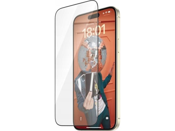 PanzerGlass Re:fresh - Skjermbeskyttelse for mobiltelefon - ultravid passform med EasyAligner - glass - rammefarge svart - for Apple iPhone 15 Plus