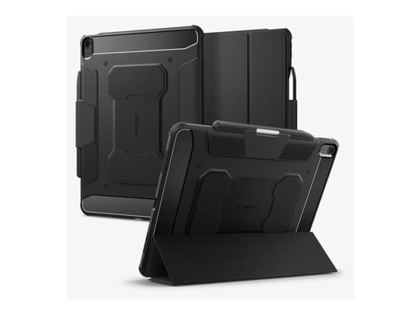 Spigen Rugged Armor Pro - Vikbart fodral för surfplatta - robust - polyuretanläder, kolfiber - svart - för Apple 13-inch iPad Air M2 Wi-Fi, M2 Wi-Fi