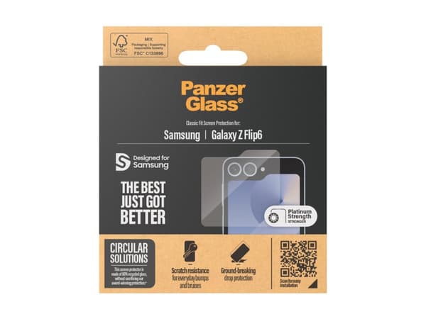 PanzerGlass - Skärmskydd för mobiltelefon - klassisk passning - glas - för Samsung Galaxy Z Flip6