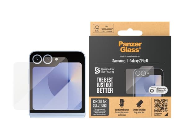 PanzerGlass - Skärmskydd för mobiltelefon - klassisk passning - glas - för Samsung Galaxy Z Flip6