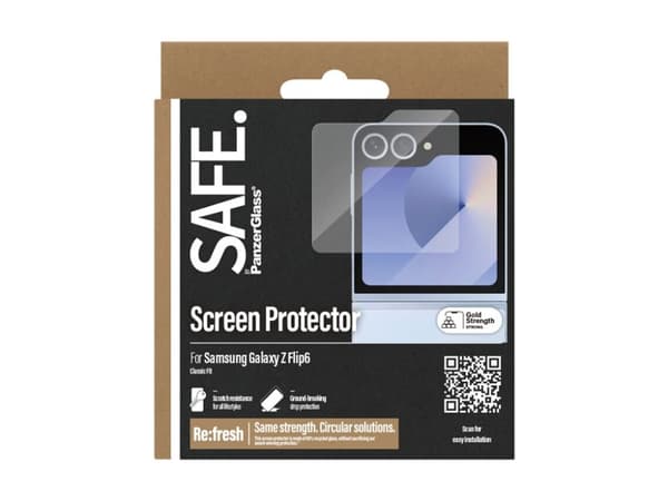 PanzerGlass SAFE. by ® Näytönsuoja Samsung Galaxy Z Flip6 | Classic Fit, Samsung, Samsung, Samsung - Galaxy Z Flip6, Kuiva-asennus, Naarmuuntumaton,