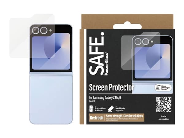 PanzerGlass SAFE. by ® Näytönsuoja Samsung Galaxy Z Flip6 | Classic Fit, Samsung, Samsung, Samsung - Galaxy Z Flip6, Kuiva-asennus, Naarmuuntumaton,