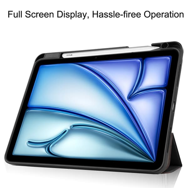 iPad Air 11 6th Gen (2024) Fodral Tri-Fold Med Pencil-hållare Svart
