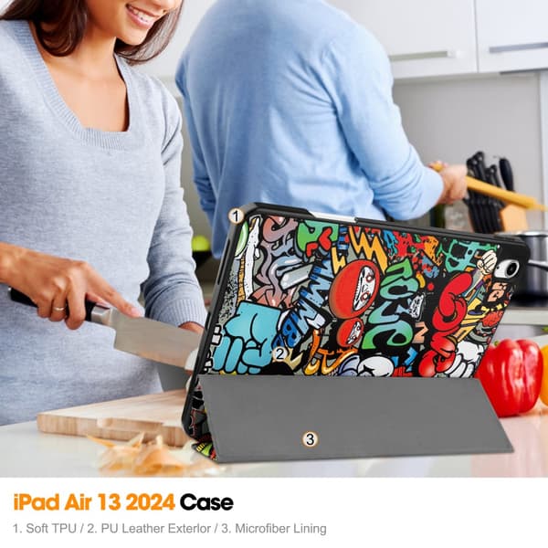 iPad Air 13 1st Gen (2024) Fodral Tri-fold Graffiti