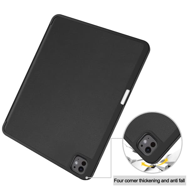 iPad Pro 13 7th Gen (2024) Fodral Tri-Fold Med Pencil-hållare Svart