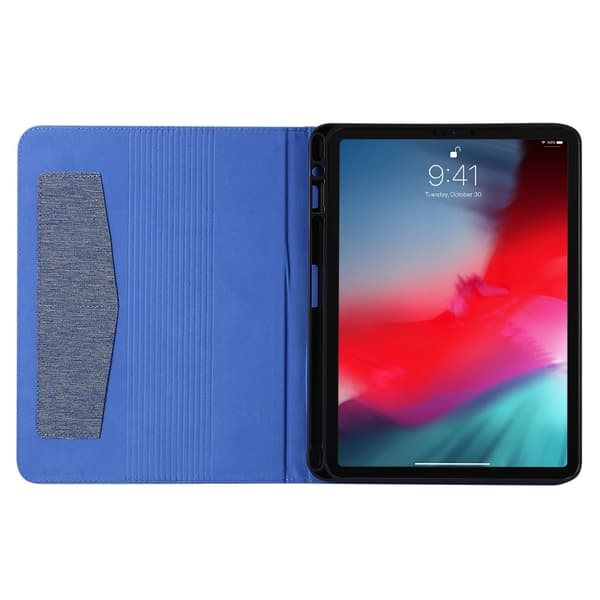 Till iPad Air 13 (2024) Vikbart fodral korthållare Tygtextur - Blå