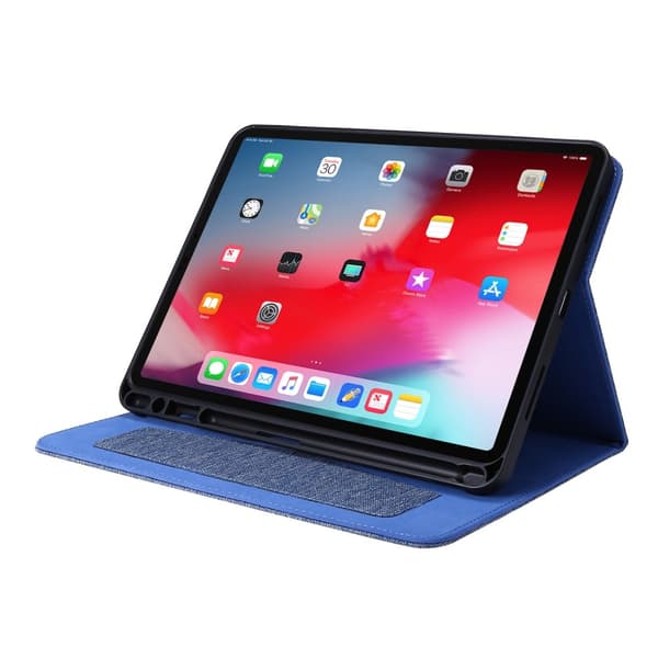 Till iPad Air 13 (2024) Vikbart fodral korthållare Tygtextur - Blå