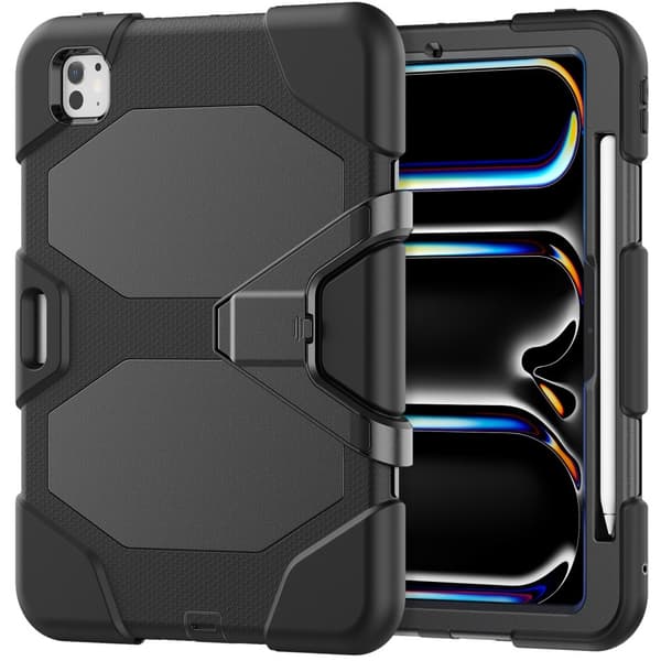 Till iPad Pro 11 (2024) Fodral Stativ Skämskydd PC+Silikon - Svart
