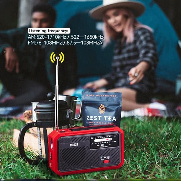 AM FM Radio Solar Charging Håndsving LED lommelygte PowerBank