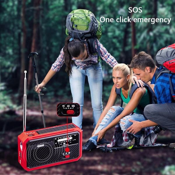 AM FM Radio Solar Charging Håndsving LED lommelygte PowerBank