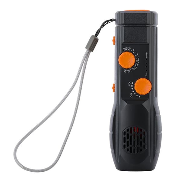 Håndsving AM/FM Radio LED Lommelygte 1200mAh Emergency PowerBank