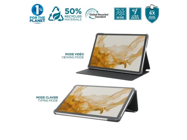 Mobilis RE.LIFE - Vikbart fodral för surfplatta - miljövänlig design, med flik - läderimitation - svart - för Samsung Galaxy Tab S9, Tab S9 FE