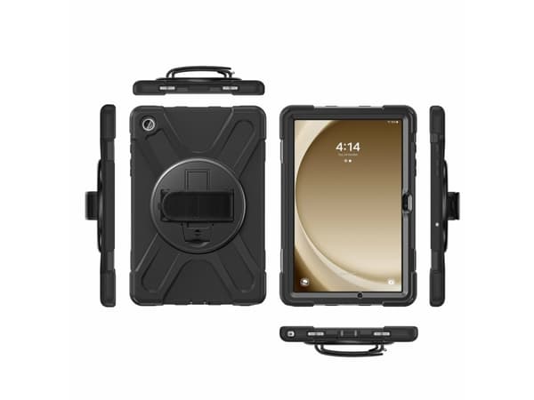 4smarts GRIP - Baksidedeksel for nettbrett - robust - polykarbonat, termoplast-polyuretan (TPU), gummi - svart - for Samsung Galaxy Tab A9+