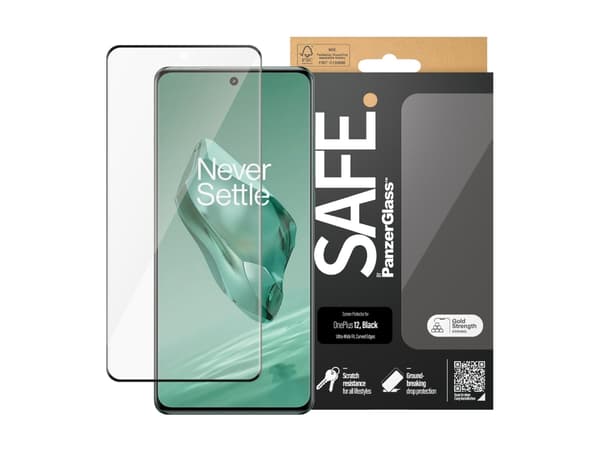 SAFE. by PanzerGlass - Skärmskydd för mobiltelefon - ultrabred passning - glas - ramfärg svart - för OnePlus 12