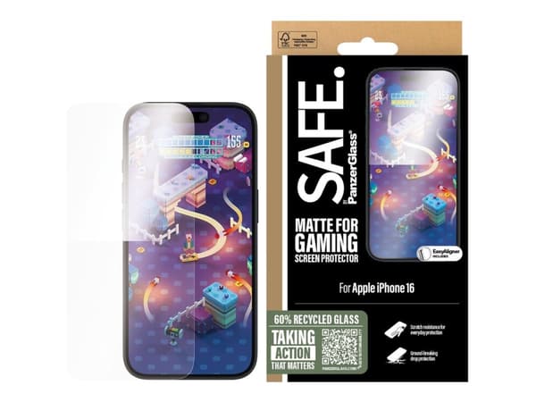 SAFE. by PanzerGlass - Skjermbeskyttelse for mobiltelefon - gaming, ultra-bred passform - glass - for Apple iPhone 15, 16