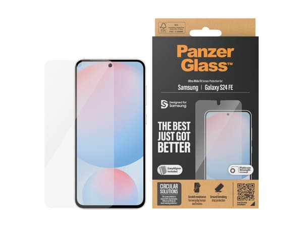 PanzerGlass - Skärmskydd för mobiltelefon - ultra-bred passform med aligner - glas - för Samsung Galaxy S24 FE