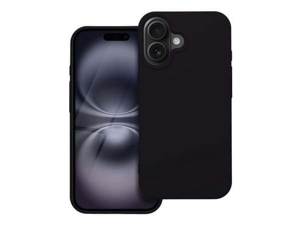 Sort bagcover til iPhone 16 Plus