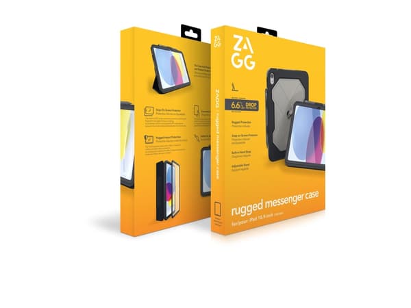ZAGG Rugged Messenger - Beskyttelsesboks for nettbrett - robust - polykarbonat - koksgrå - for Apple 10.9-inch iPad (10. generasjon)