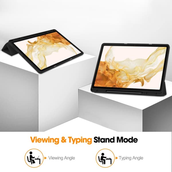 Samsung Galaxy Tab S10 Plus Fodral Tri-Fold Med Pen-hållare Svart
