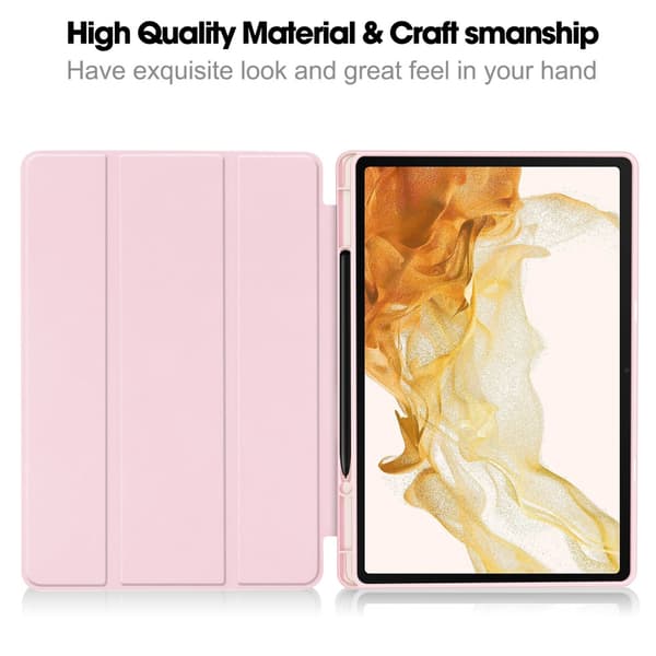 Samsung Galaxy Tab S10 Plus Fodral Tri-Fold Med Pen-hållare Rosa