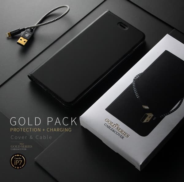 Dux Ducis Etui Dux ducis guld pro IPHONE 7 BOOK CASE MED KABEL czarny