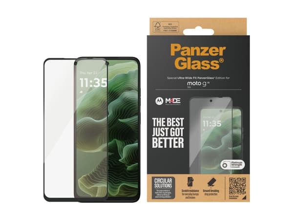 PanzerGlass - Skjermbeskyttelse for mobiltelefon - ultrabred passform - glass - rammefarge svart - for Motorola Moto G35