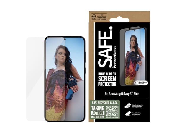 PanzerGlass SAFE. av ® Skjermbeskyttelse Samsung Galaxy S 2025 Plus | Ultra-Wide Fit m. Juster