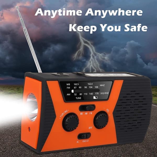 Solvejrsudsendelse NOAA/AM/FM-radio med håndsving hovedtelefonstik Læselys 2000mAh Power Bank