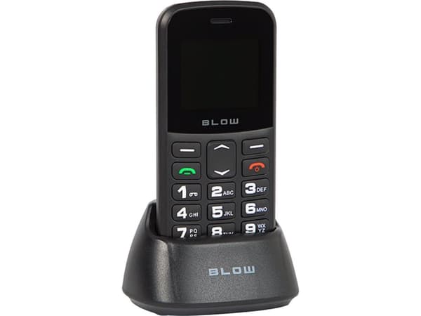 Blås fasttelefon 75-030# Blåsetelefon for seniorer, svart, med s18d stativ