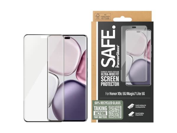 SAFE. by PanzerGlass - Skjermbeskyttelse for mobiltelefon - ultra-bred passform, buede kanter - glass - rammefarge svart