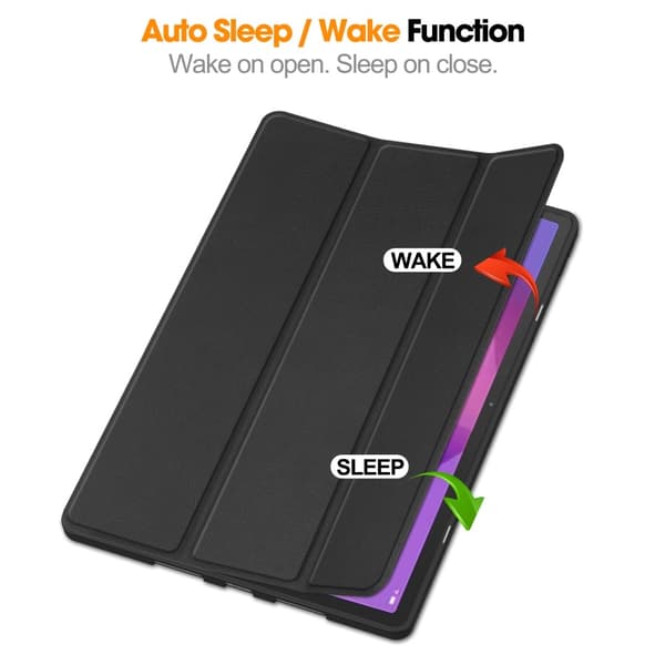 For Lenovo Idea Tab Pro Case Tri-Fold stativdeksel med penneholder - svart