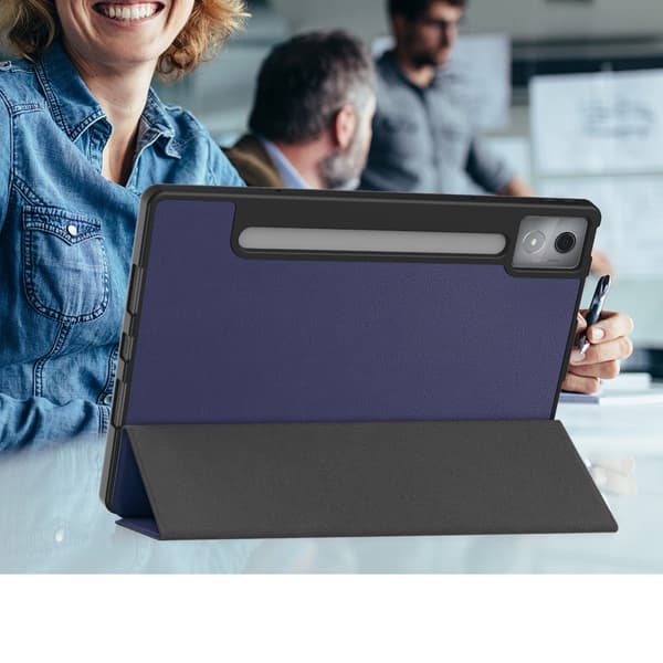 För Lenovo Idea Tab Pro Fodral Tri-Fold Stativ Skal med pennhållare - MörkBlå