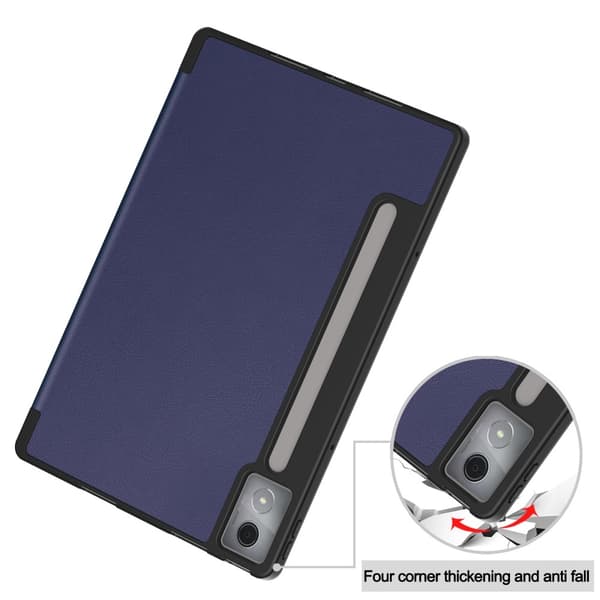 För Lenovo Idea Tab Pro Fodral Tri-Fold Stativ Skal med pennhållare - MörkBlå