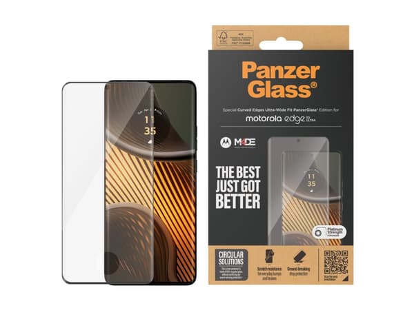 PanzerGlass - Skjermbeskyttelse for mobiltelefon - ultrabred passform - glass - rammefarge svart - for Motorola Edge 50 Ultra