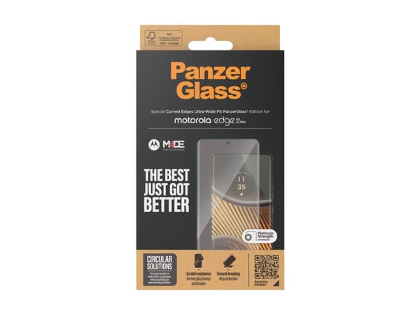 PanzerGlass - Skjermbeskyttelse for mobiltelefon - ultrabred passform - glass - rammefarge svart - for Motorola Edge 50 Ultra