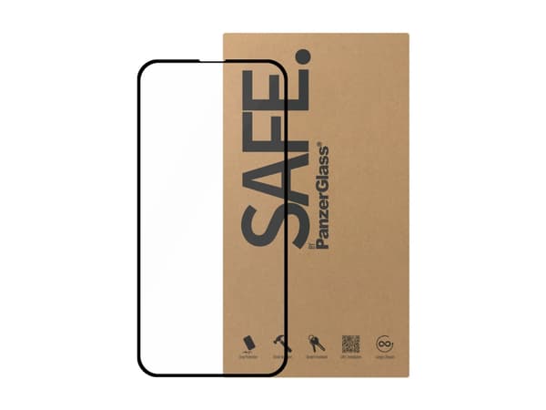 SAFE. by PanzerGlass - Skärmskydd för mobiltelefon - ultrabred passning - glas - ramfärg svart (paket om 50) - för Apple iPhone 13, 13 Pro, 14