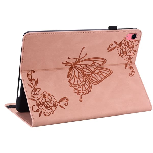 Läderfodral iPad 10.9 10th Gen (2022) Fjärilar Rosa