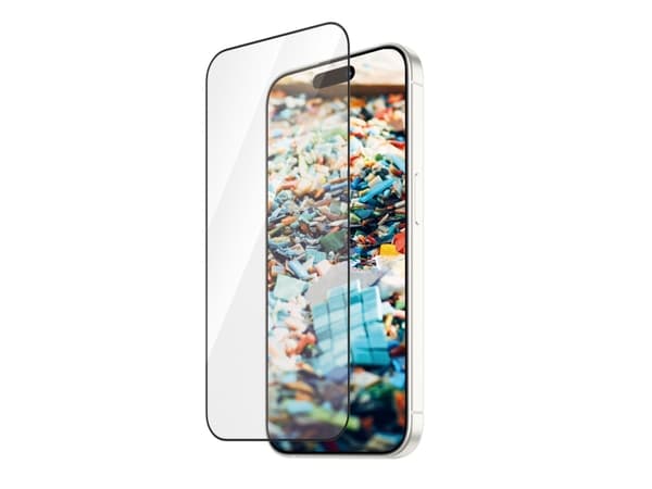 PanzerGlass Re:fresh - Skärmskydd för mobiltelefon - ultrabred passning med EasyAligner - glas - ramfärg svart - för Apple iPhone 15 Pro