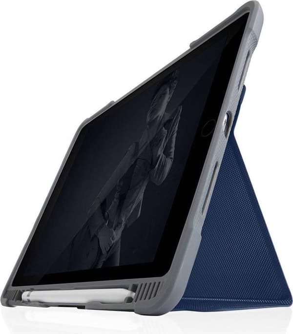 STM dux Plus Duo - Flip-etui til tablet - polycarbonat, termoplastisk polyurethan (TPU) - midnatsblå - til Apple 10,2" iPad (7. generation)