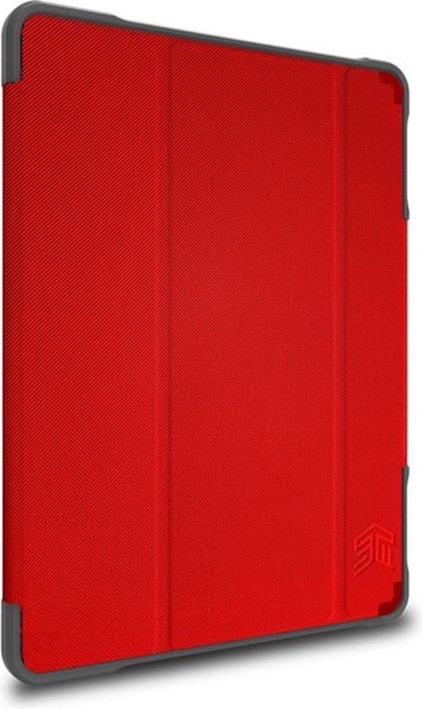 STM dux Plus Duo - Flip-etui til tablet - polycarbonat, termoplastisk polyurethan (TPU) - rød - til Apple 10,2" iPad (7. generation)