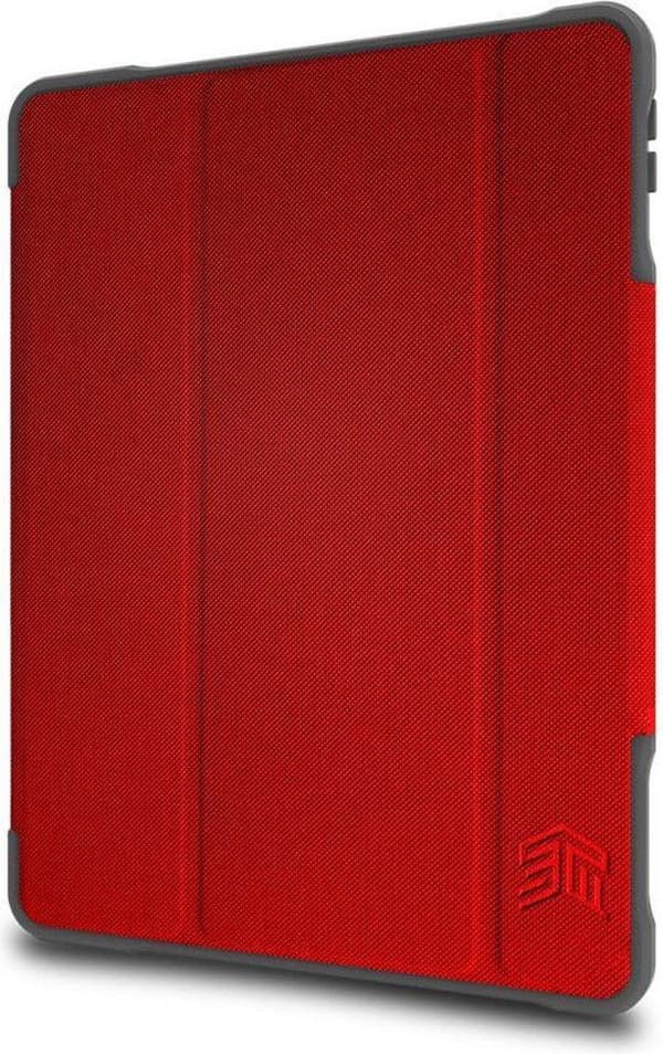 STM dux Plus Duo - Flip-etui til tablet - polycarbonat, termoplastisk polyurethan (TPU) - rød - til Apple 10,2" iPad (7. generation)