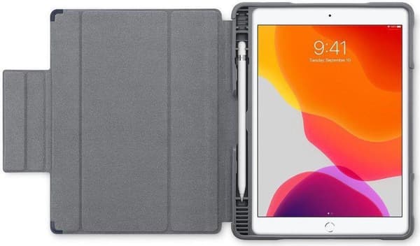 STM dux Plus Duo - Flip-fodral för surfplatta - slitstark - polykarbonat, termoplastisk polyuretan (TPU) - svart - för utbildning - för Apple 10,2" iP