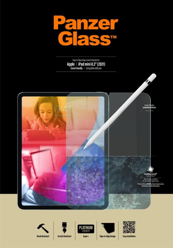 PanzerGlass - skærmbeskytter til tablet - glas - 8,3" - krystalklart - til Apple iPad mini (6. generation) (2739)