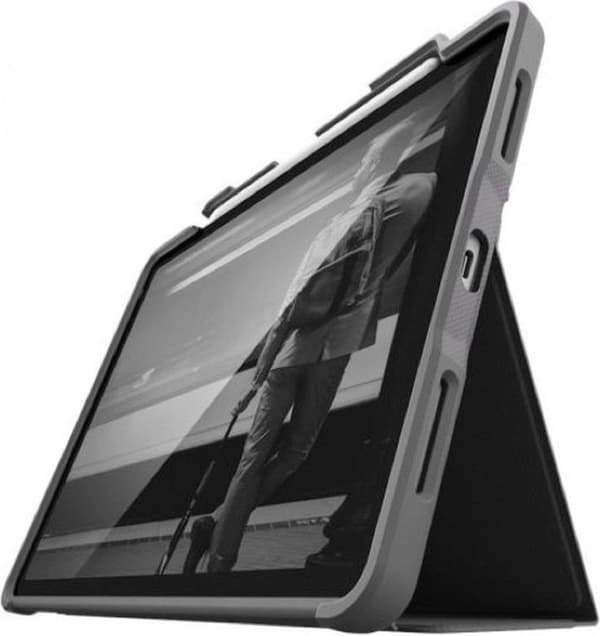 STM dux plus - Flip-etui til tablet - polyurethan, polycarbonat, gummi, termoplastisk polyurethan (TPU) - sort - til Apple 10,9" iPad Air (4. generati