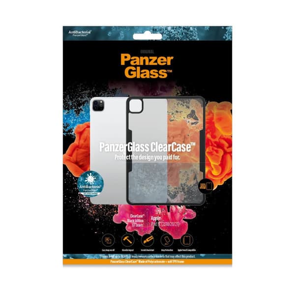 PanzerGlass ClearCase - Black Edition - bagcover til tablet - plastik, hærdet glas - til Apple 27,90 cm (11") iPad Pro (1. generation, 2. generation,