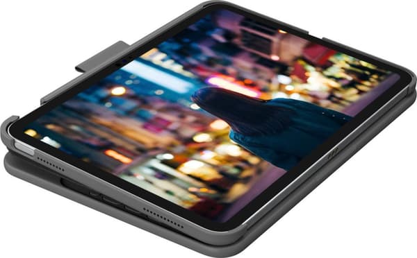 Logitech Slim Folio - Näppäimistö ja foliokotelo - langaton - Bluetooth LE - QWERTY - US International - Oxford Grey (920-011413)
