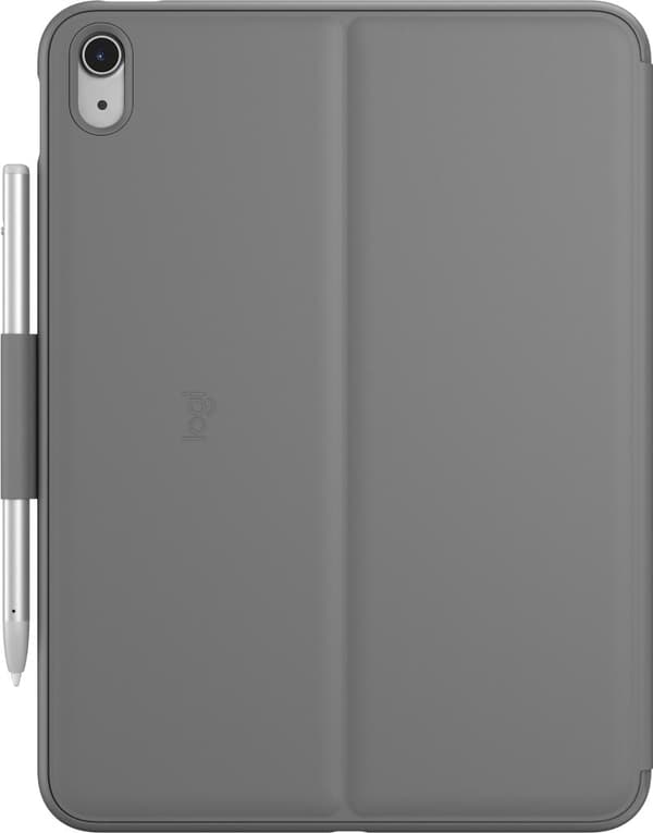 Logitech Slim Folio - Näppäimistö ja foliokotelo - langaton - Bluetooth LE - QWERTY - US International - Oxford Grey (920-011413)